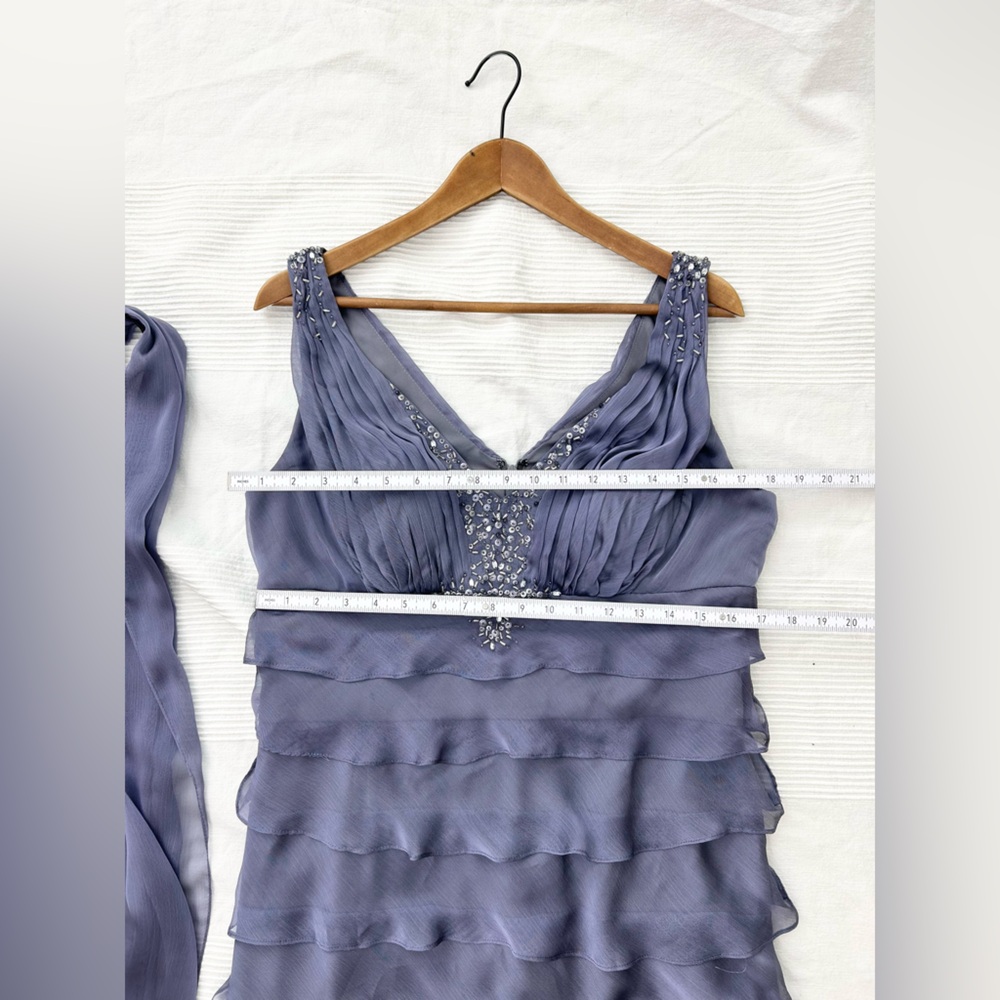 Beaded Tiered Lavender Maxi Dress with V-Neck - Picture 6 of 16